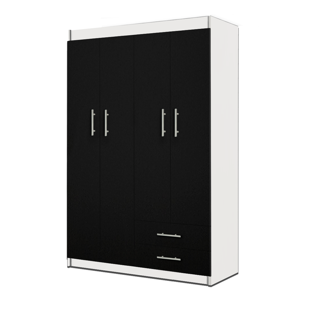 CLOSET 4 PUERTAS 2 CAJONES NEG