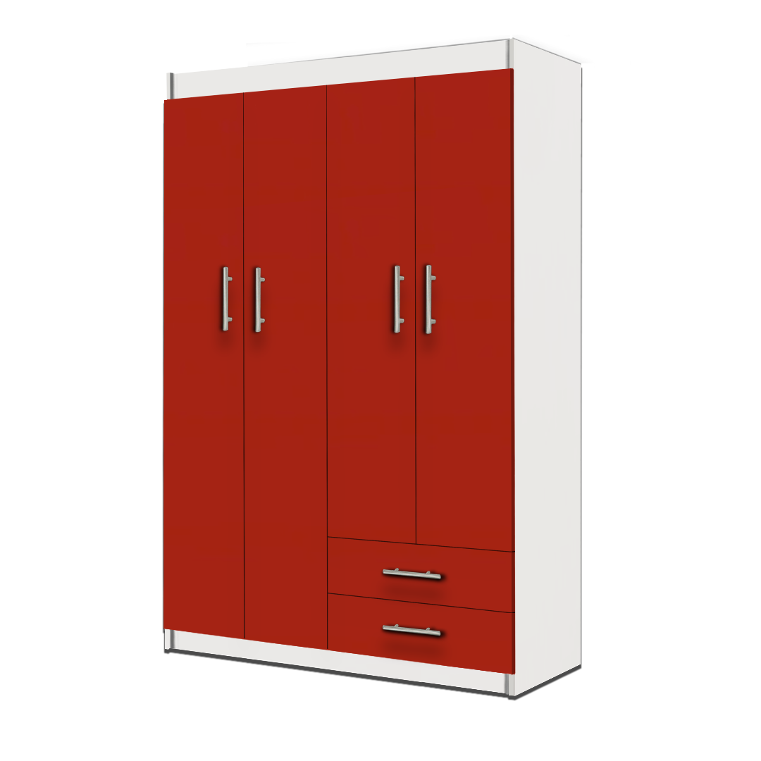 CLOSET 4 PUERTAS 2 CAJONES ROJ